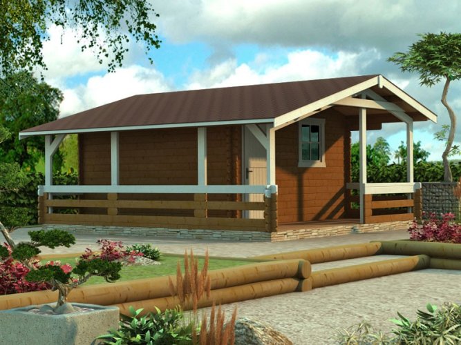 Zahradní domek TYP 07 - Rozměry: 395 x 395 cm, Tloušťka stěny: Tloušťka stěny 40 mm, Montáž: S montáží, Podlaha: S dřevěnou podlahou 19 mm, Montáž podlahy: S montáží podlahy