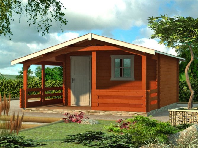 Zahradní domek TYP 07 - Rozměry: 395 x 395 cm, Tloušťka stěny: Tloušťka stěny 40 mm, Montáž: S montáží, Podlaha: S dřevěnou podlahou 19 mm, Montáž podlahy: S montáží podlahy