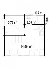 Přízemní rekreační chata Kolín (5 x 5 m)