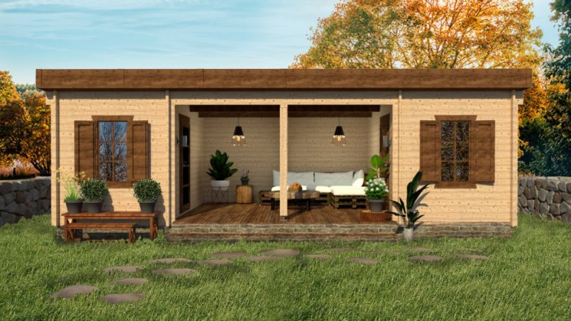 Luna - domek k bazénu - Tloušťka stěny: Tloušťka stěny 60 mm, Montáž: Bez montáže