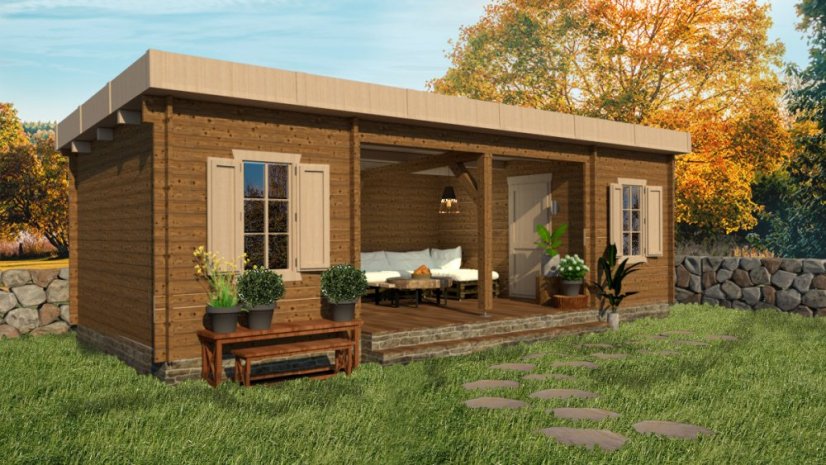 Luna - domek k bazénu - Tloušťka stěny: Tloušťka stěny 60 mm, Montáž: Bez montáže