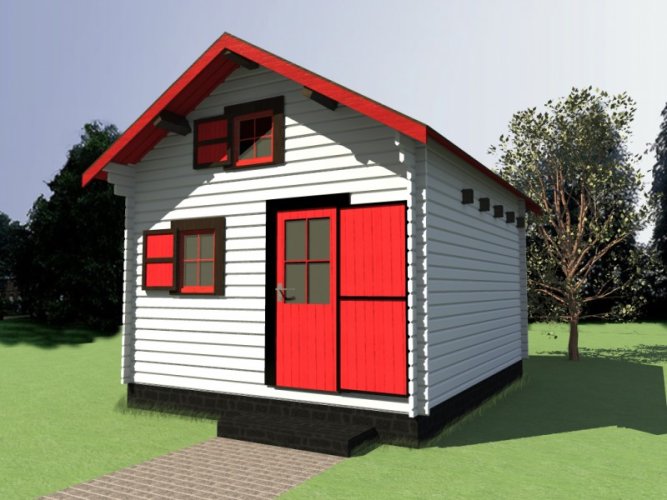 Přízemní rekreační chata Semily s galerií (3,75 x 4,75 m) - Tloušťka stěny: Tloušťka stěny 60 mm, Montáž: Bez montáže