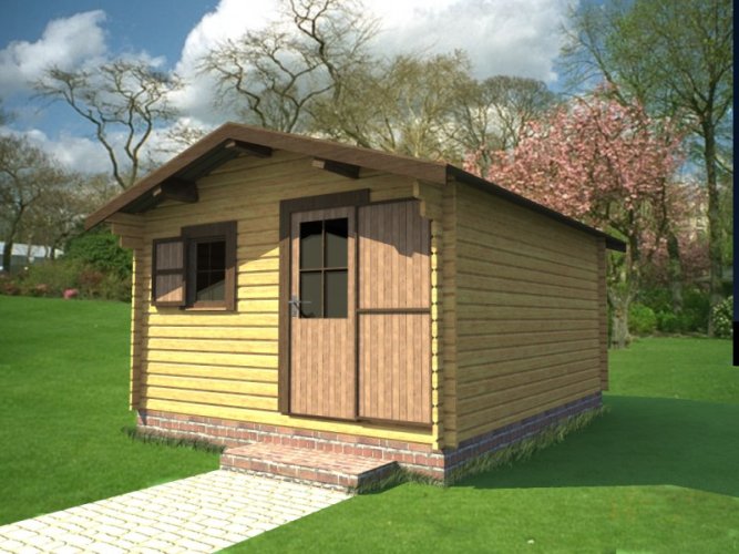 Přízemní rekreační chata Semily (3,75 x 4,75 m) - Tloušťka stěny: Tloušťka stěny 40 mm, Montáž: Bez montáže