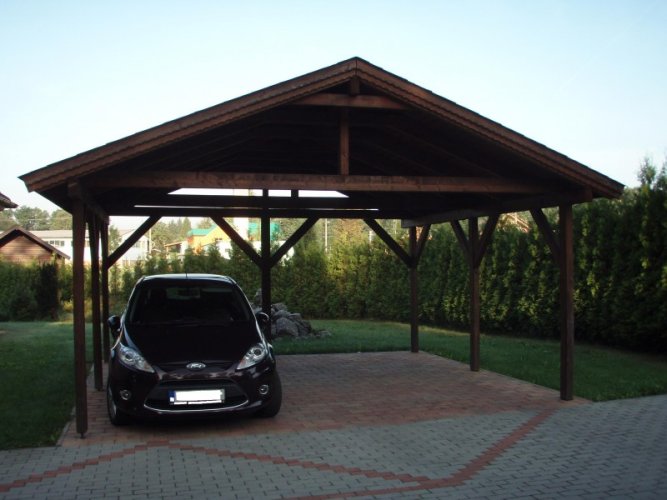 Přístřešek pro 2 automobily - Montáž: S montáží, Příprava střechy: Laťování - hranoly